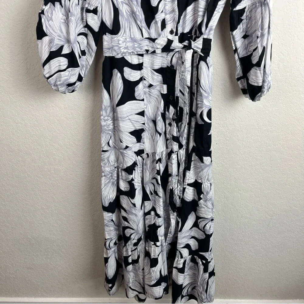 MAEVE Anthropologie Puff Sleeve Midi Dress Floral - Picture 7 of 14